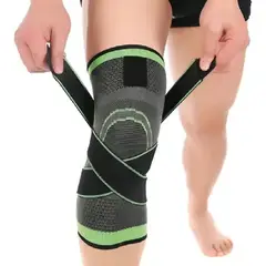 GENERICO - Knee Support Rodilleras Compresión Antideslizante Correr Gimnasio X2 Negro-verde Talle Único