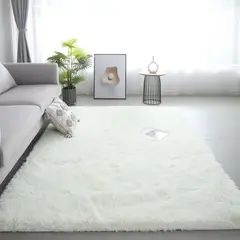 PIX LINK - Alfombra Decorativa Shaggy 150 × 200 cm blanca