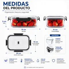 ONE PIXEL - Recipientes Conservadores De Alimentos Hermeticos En Vidrio 5PCS