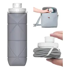 GENERICO - Termo Plegable Marin Para Agua, Botella Portátil De Silicona De 500 Ml Gris