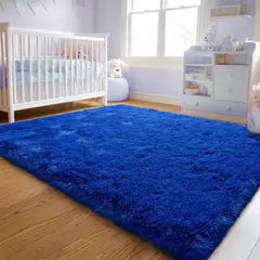 PIX LINK - Alfombra Decorativa Tipo Shaggy Azul 150x200