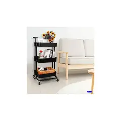 GENERICO - Carrito Auxiliar Organizador Multiusos 3 Niveles con Ruedas 360°