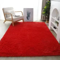 PIX LINK - Alfombra Decorativa Tipo Shaggy Roja 150x200