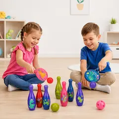 MULTIPLACE COLOMBIA - Set Deportivo Infantil Bolos y Raquetas con Pelotas 10 Piezas
