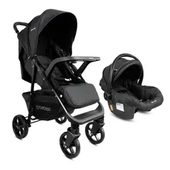 BEBESIT - Coche Travel System Bebe Portofino Negro Reclinable Plegable