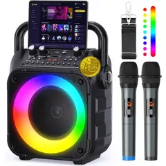 GENERICO - Máquina de karaoke, altavoz Bluetooth portátil con 2 micrófonos