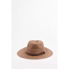 KOAJ - Sombrero fedora en color kaki con adorno en contraste. Hombre