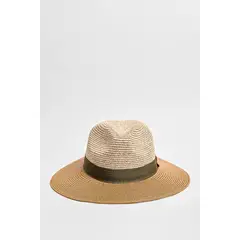 KOAJ - Sombrero de corona dentada en colores kaki con cinta en Hombre