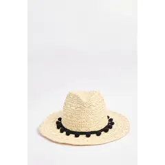KOAJ - Sombrero fedora crema claro con pieza negra decorativa Mujer