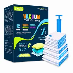 GENERICO - Kit 12 Bolsas de Vacío ahorradoras de espacio para ropa