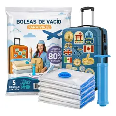 GENERICO - 5 Bolsas De Vacío Para Viaje Cabina Equipaje De Mano 55x35cm Ropa Avión Aerolíneas Lilito