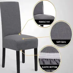 CHAMOIS - Set 6 Fundas gris oscuro Para Silla Elegantes