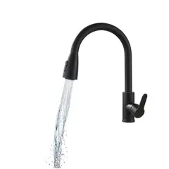 ZHOPI CO - Griferia Llave Lavaplatos Extensible Monomando Acero Inoxidable Negro Mate