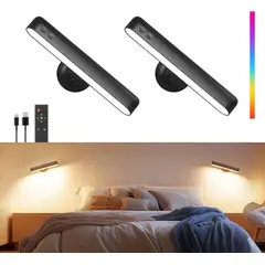 LEDMAX - Lámpara De Pared Recargable Rgb Kit X 2 5v Negro