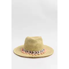 KOAJ - Sombrero fedora en color kaki con cinta decorativa a ra Mujer