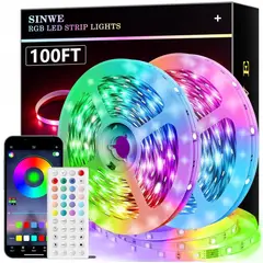 LEDMAX - Cinta De Luz Led Rgb 30 Metros Tira Led + Control Bluetooth