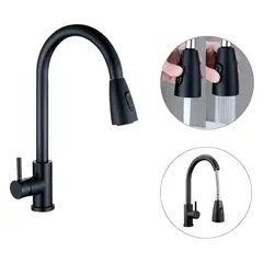 ZHOPI CO - Griferia Llave Lavaplatos Extensible Monomando Acero Negro Mate Con Manija Tipo Baston