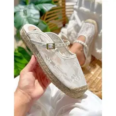 HACHE SHOES - Sandalia Sueca Correa Bordado Yute Artesanal Dama