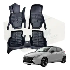 GENERICO - Tapetes 5D Tipo Cuero MatDefender Luxury Mazda 2 2015-2026