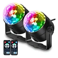LEDMAX - Kit 2 Luz Bola Discoteca Fiesta , Control Activación Sonido