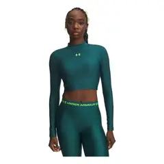 UNDER ARMOUR - Camiseta Mujer HEATGER CROP MOCK LS Verde