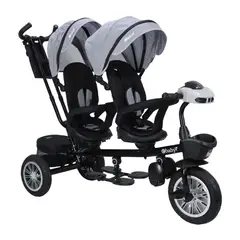 EBABY - Triciclo Paseador gemelar LAZZO DUO EB302G GRIS