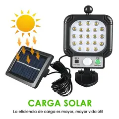 GENERICO - Lampara Led Con Panel Solar Y Sensor 21 Leds Impermeable Color Negro