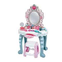 GENERICO - Tocador Con Banco Para Niña Con Luces Y 30 Accesorios