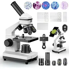 GENERICO - Microscopio Biológico 100X-2000X con Adaptador para Celular y Set de Láminas