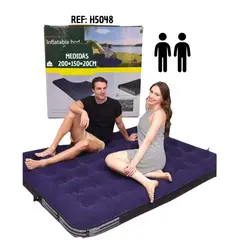 AMERICAN GENERICS - Colchón Inflable Doble 2 Plazas 200 x 150 x 20 cm Para Camping Y Hogar