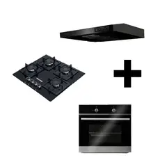 CHALLENGER - Combo CHALLENGER: Estufa + Horno Eléctrico + Campana Neg - SQ 6762 + HE 2502 + CX 4000