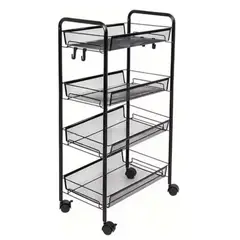 HOMMI - Carrito Organizador de Frutas y Verduras 4 Niveles Negro