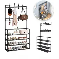 HOMMI - Estante Organizador Multifuncional Rack Zapatero Perchero 4 en 1 en ABS