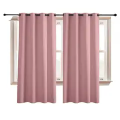 HOMMI - Cortinas Color Rosada X2 Piezas Semi Black Out 225cmx140cm para Hogar