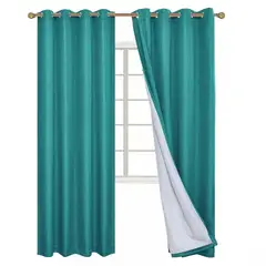 HOMMI - Cortinas X2 Piezas Semi Black Out 225cmx140cm Color Verde