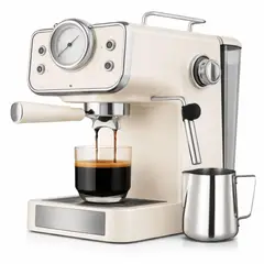 HOMMI - Máquina para Expreso Capuchino 1.5litros Color Hueso
