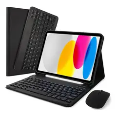 GENERICO - Forro Estuche con Teclado Bluetooth + Mouse para IPAD AIR 13 M3 - M2 NEGRO