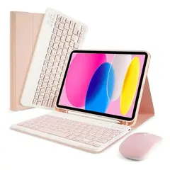 GENERICO - Forro Estuche con Teclado Bluetooth + Mouse para IPAD PRO 11 M5 2025 ROSA