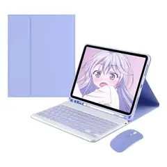 GENERICO - Forro Estuche con Teclado Bluetooth + Mouse para IPAD PRO 11 M5 2025 LILA