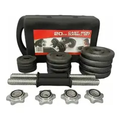 GENERICO - Kit De Mancuernas 20 Kilos Negras