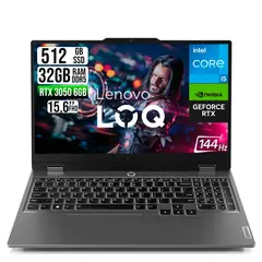 Lenovo - Portátil LOQ 15 Gaming RTX 3050 6GB Intel Core i5-13450HX RAM 32GB DDR5 SSD 512GB FHD 15.6"