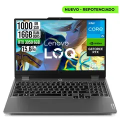 Lenovo - Portátil LOQ 15 Gaming RTX 3050 6GB Intel Core i5-13450HX RAM 16GB DDR5 SSD 1TB FHD 15.6"