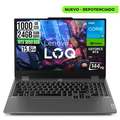 Lenovo - Portátil LOQ 15 Gaming RTX 3050 6GB Intel Core i5-13450HX RAM 24GB DDR5 SSD 1TB FHD 15.6"
