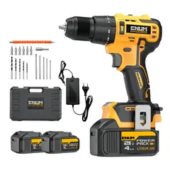 ENUM - Taladro Percutor Inalámbrico 21V Brushless + 2 Baterías 4Ah y Accesorios