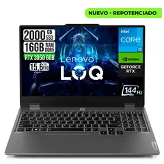 Lenovo - Portátil LOQ 15 Gaming RTX 3050 6GB Intel Core i5-13450HX RAM 16GB DDR5 SSD 2TB FHD 15.6"