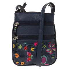 MACOLY - Bolso Manos Libres 320 cuero tala rojo mariposas grandes