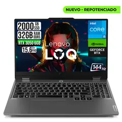 Lenovo - Portátil LOQ 15 Gaming RTX 3050 6GB Intel Core i5-13450HX RAM 32GB DDR5 SSD 2TB FHD 15.6"