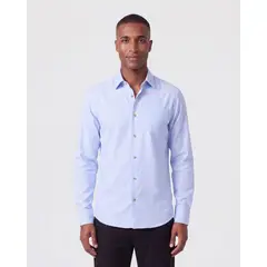 PATPRIMO - Camisa Manga Larga Con Bolsillo Para Hombre Azul
