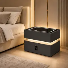 GENERICO - MESA DE NOCHE ELEGANTE ESTILO FLOTANTE Y FUTURISTA CON PARLANTES LUCES HEULLA DIGITAL