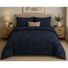SIRENITAS - Juego de sabanas cama Sencilla Semi Doble Queen King Gatos Diseño Azul